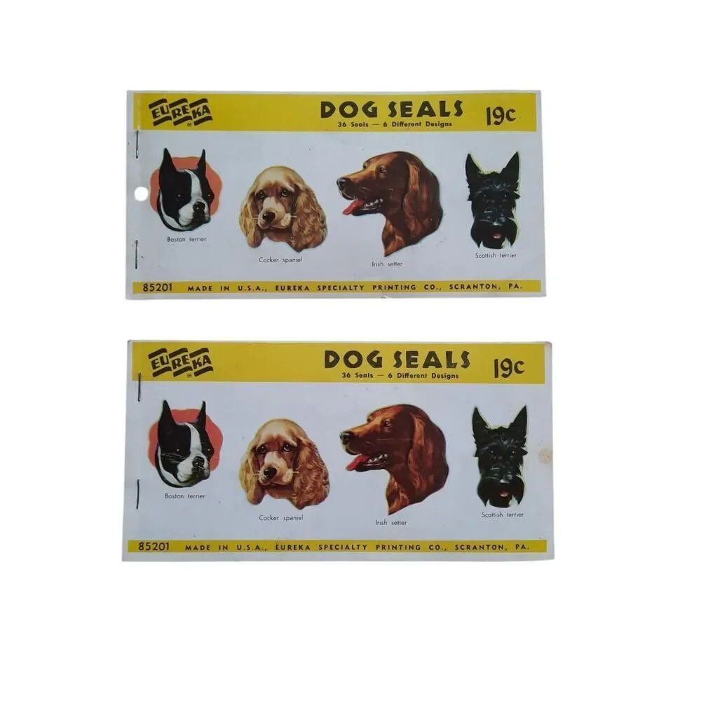 Vintage Dog & Valentine Seal Sticker Pack - Yellow, Red